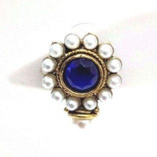 Gold Oxidized Women Earring Stud Jewelry PushBack Classy Gift Rhinestones Bead 7
